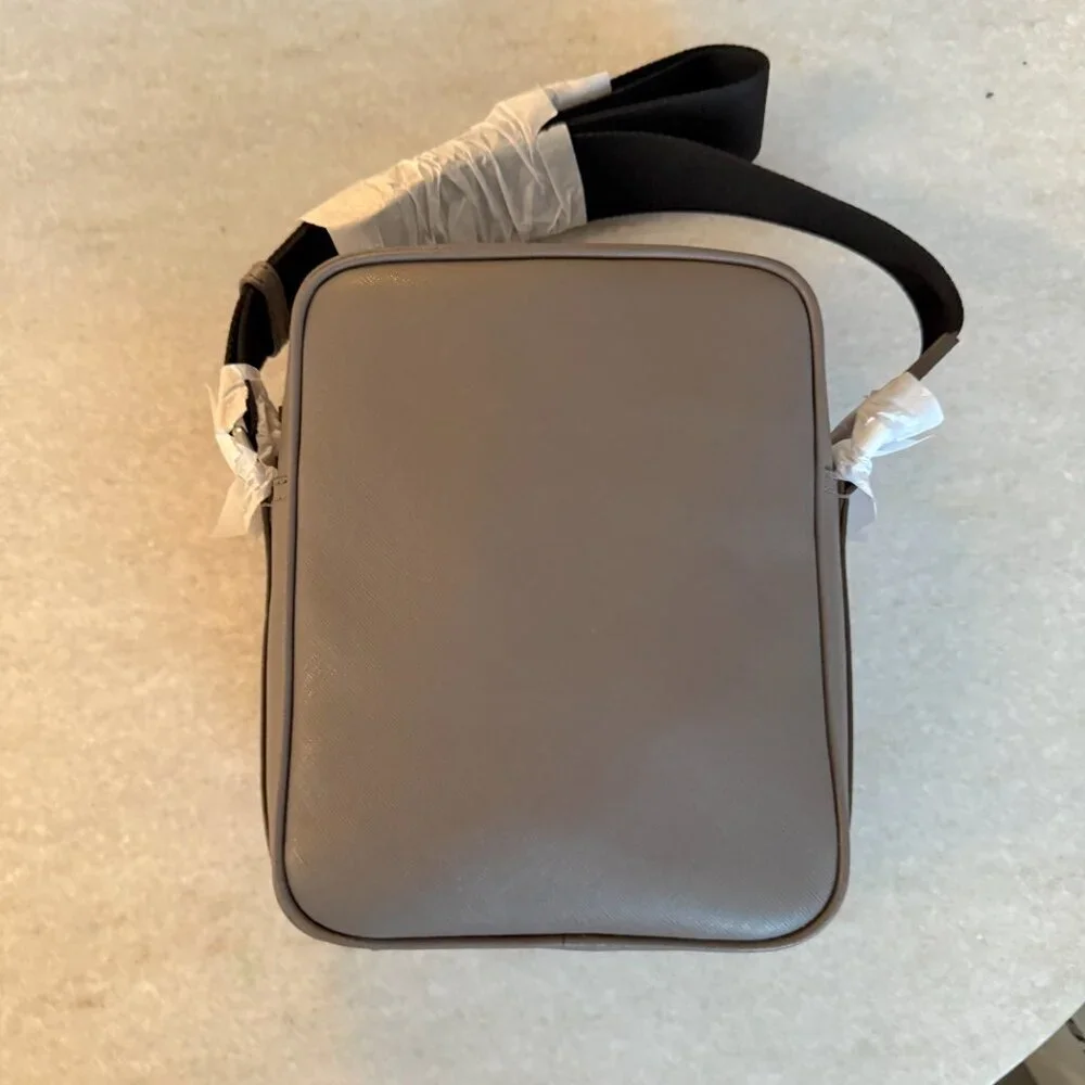 Bally Italy Men's/Unisex Crossbody‎ Bag in Gray Embossed Leather